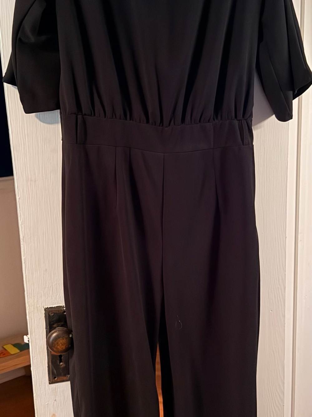 Classic Black Short-Sleeve Jumpsuit with Elastic Waist